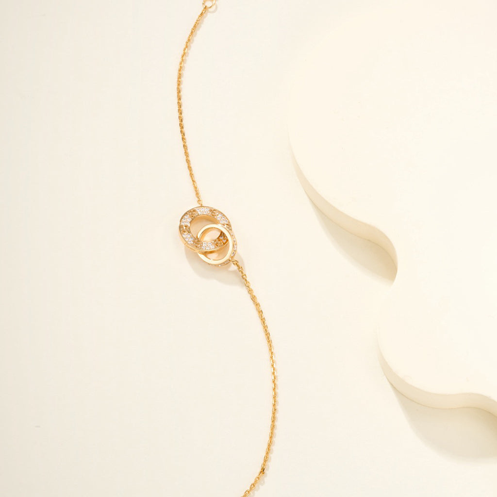 [⭐Shinejoy]LOVE DOUBLE RING FULL DIAMOND BRACELET