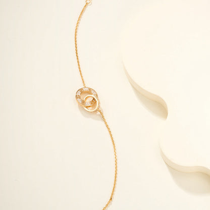 [⭐Shinejoy]LOVE DOUBLE RING FULL DIAMOND BRACELET
