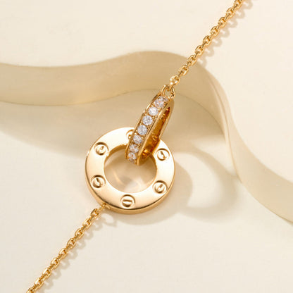 [⭐Shinejoy]LOVE DOUBLE RING FULL DIAMOND BRACELET