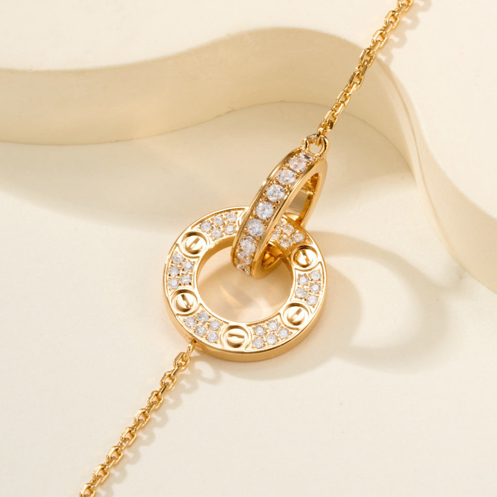 [⭐Shinejoy]LOVE DOUBLE RING FULL DIAMOND BRACELET