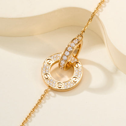 [⭐Shinejoy]LOVE DOUBLE RING FULL DIAMOND BRACELET