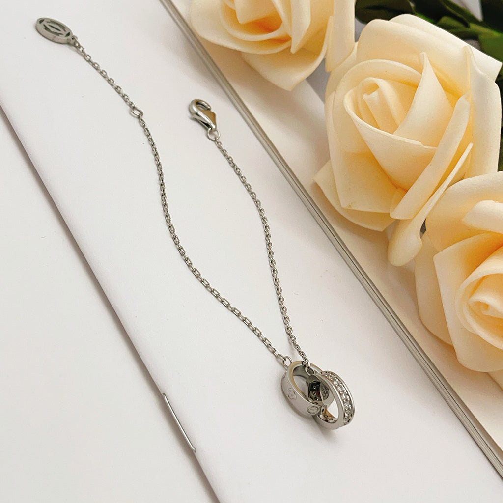 [⭐Shinejoy]LOVE DOUBLE RING HALF DIAMOND BRACELET