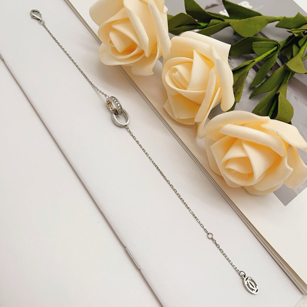 [⭐Shinejoy]LOVE DOUBLE RING HALF DIAMOND BRACELET