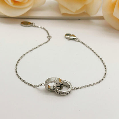 [⭐Shinejoy]LOVE DOUBLE RING HALF DIAMOND BRACELET