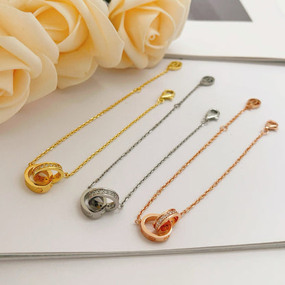 [⭐Shinejoy]LOVE DOUBLE RING HALF DIAMOND BRACELET