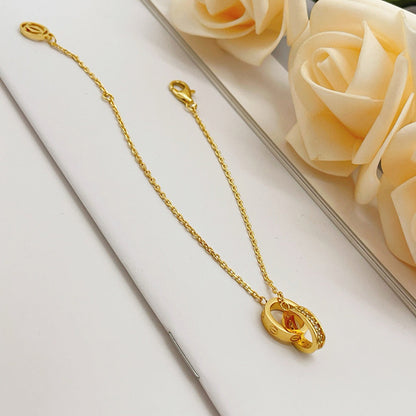 [⭐Shinejoy]LOVE DOUBLE RING HALF DIAMOND BRACELET