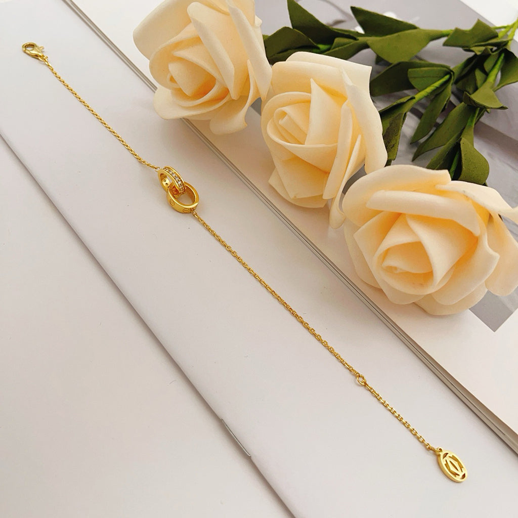 [⭐Shinejoy]LOVE DOUBLE RING HALF DIAMOND BRACELET
