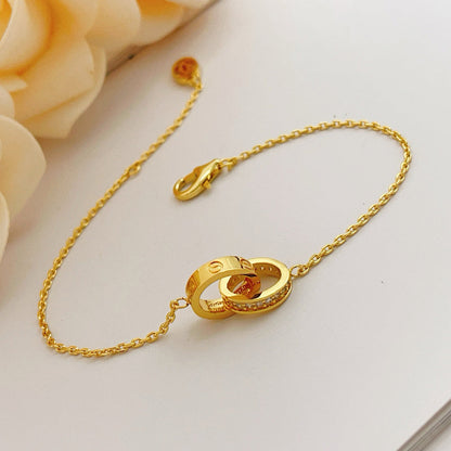 [⭐Shinejoy]LOVE DOUBLE RING HALF DIAMOND BRACELET