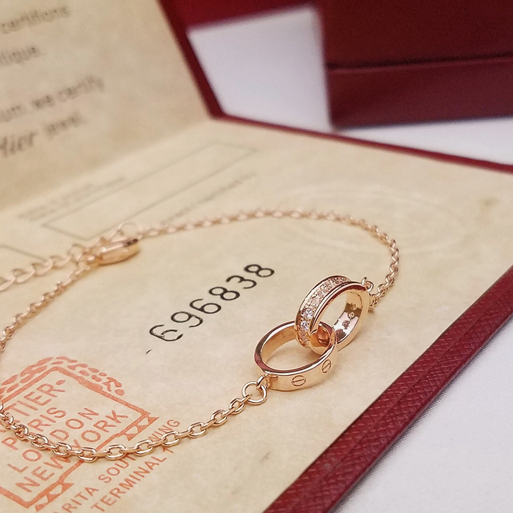 [⭐Shinejoy]LOVE DOUBLE RING HALF DIAMOND BRACELET