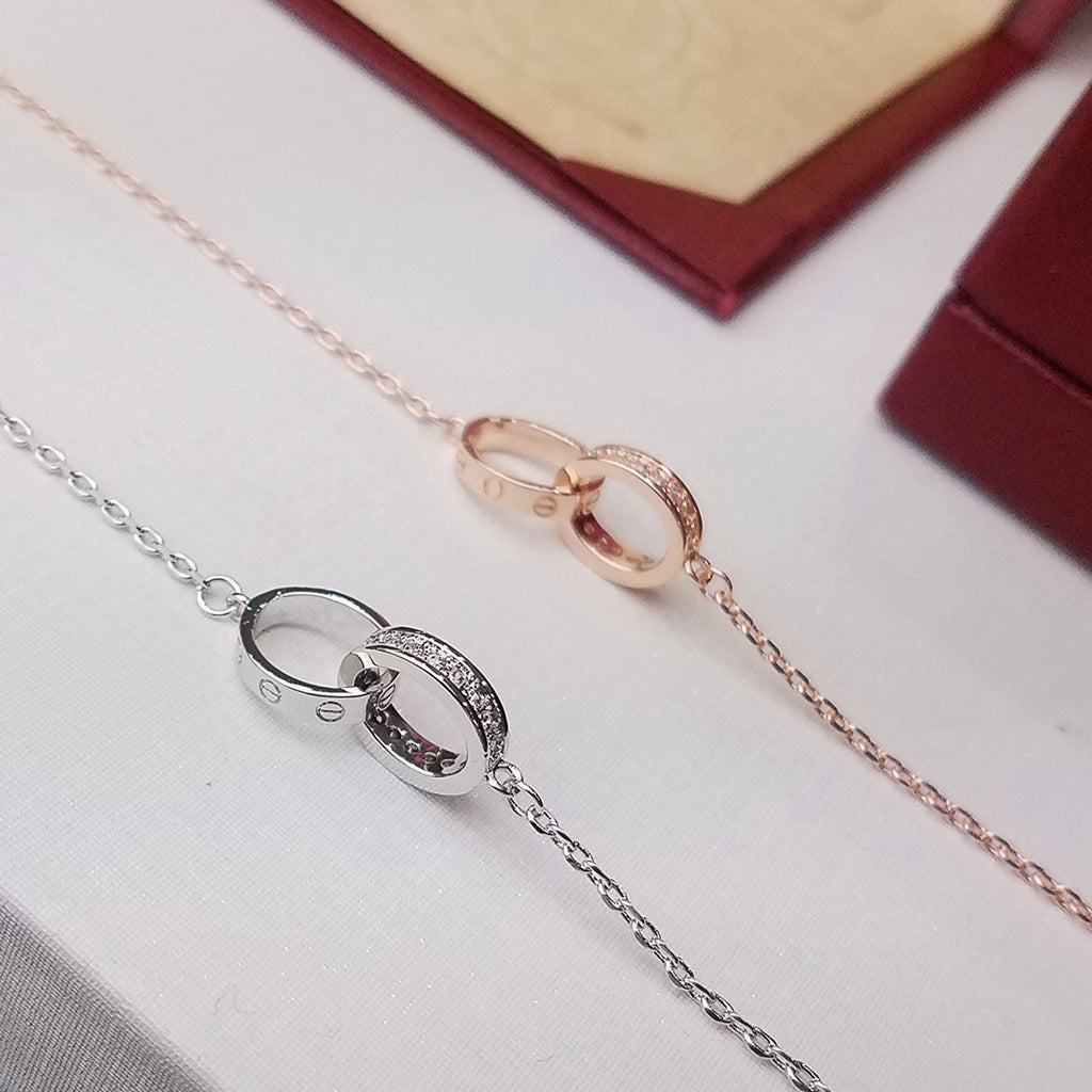 [⭐Shinejoy]LOVE DOUBLE RING HALF DIAMOND BRACELET