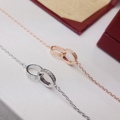 [⭐Shinejoy]LOVE DOUBLE RING HALF DIAMOND BRACELET