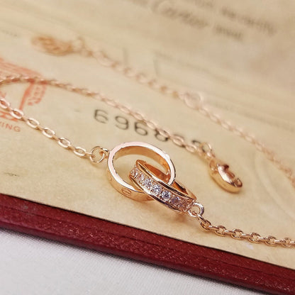 [⭐Shinejoy]LOVE DOUBLE RING HALF DIAMOND BRACELET