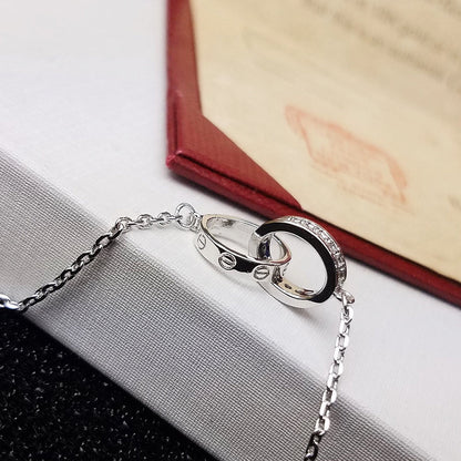 [⭐Shinejoy]LOVE DOUBLE RING HALF DIAMOND BRACELET