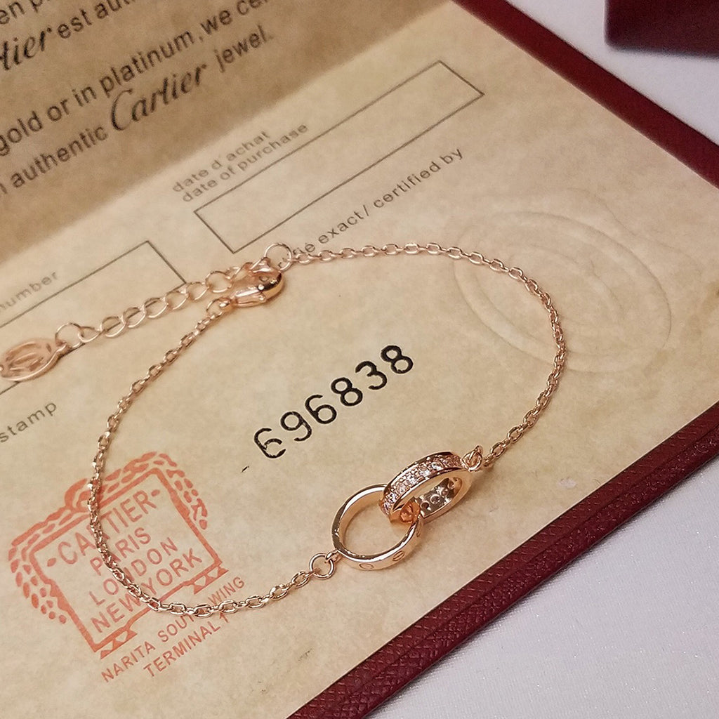 [⭐Shinejoy]LOVE DOUBLE RING HALF DIAMOND BRACELET