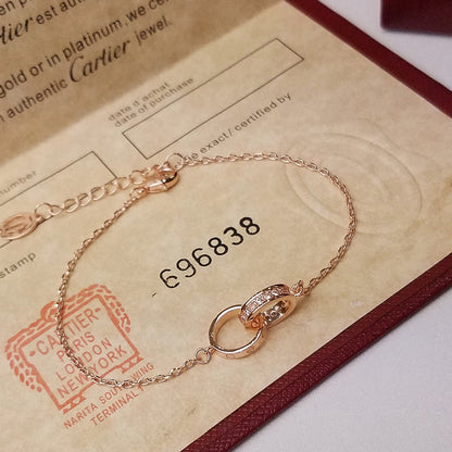 [⭐Shinejoy]LOVE DOUBLE RING HALF DIAMOND BRACELET