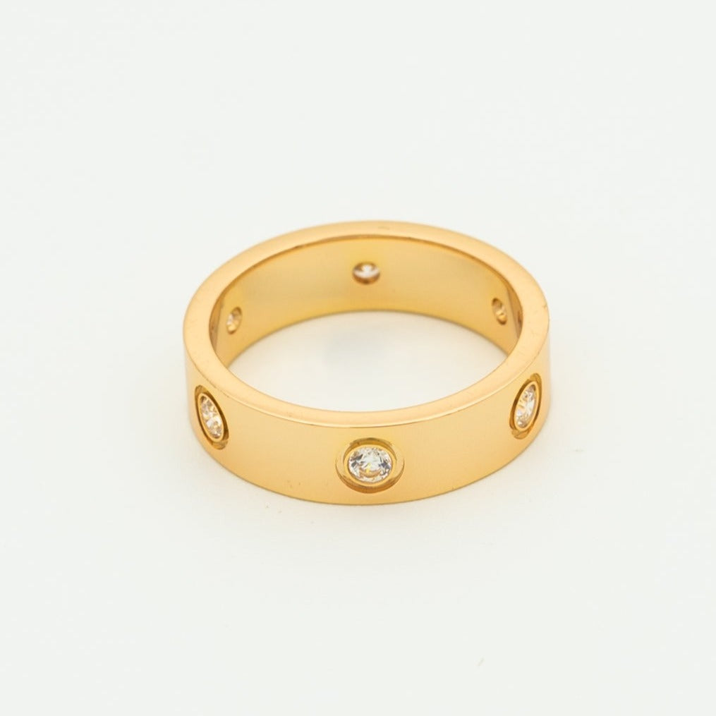 [⭐Shinejoy]LOVE RING 5.5MM 6 DIAMONDS PINK GOLD