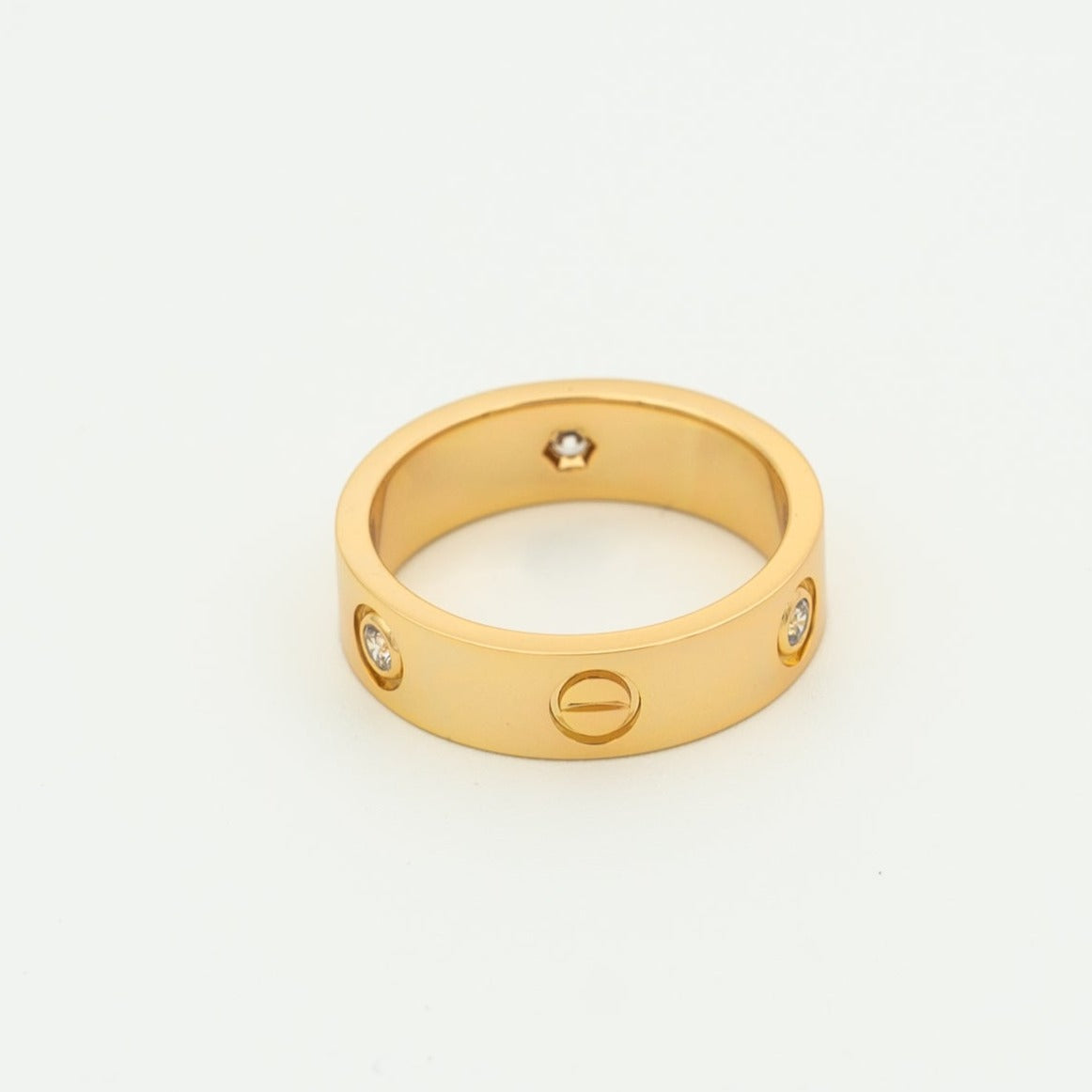 [⭐Shinejoy]LOVE RING 5.5MM 3 DIAMONDS PINK GOLD