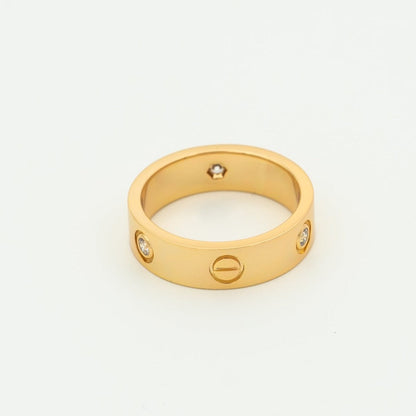 [⭐Shinejoy]LOVE RING 5.5MM 3 DIAMONDS PINK GOLD