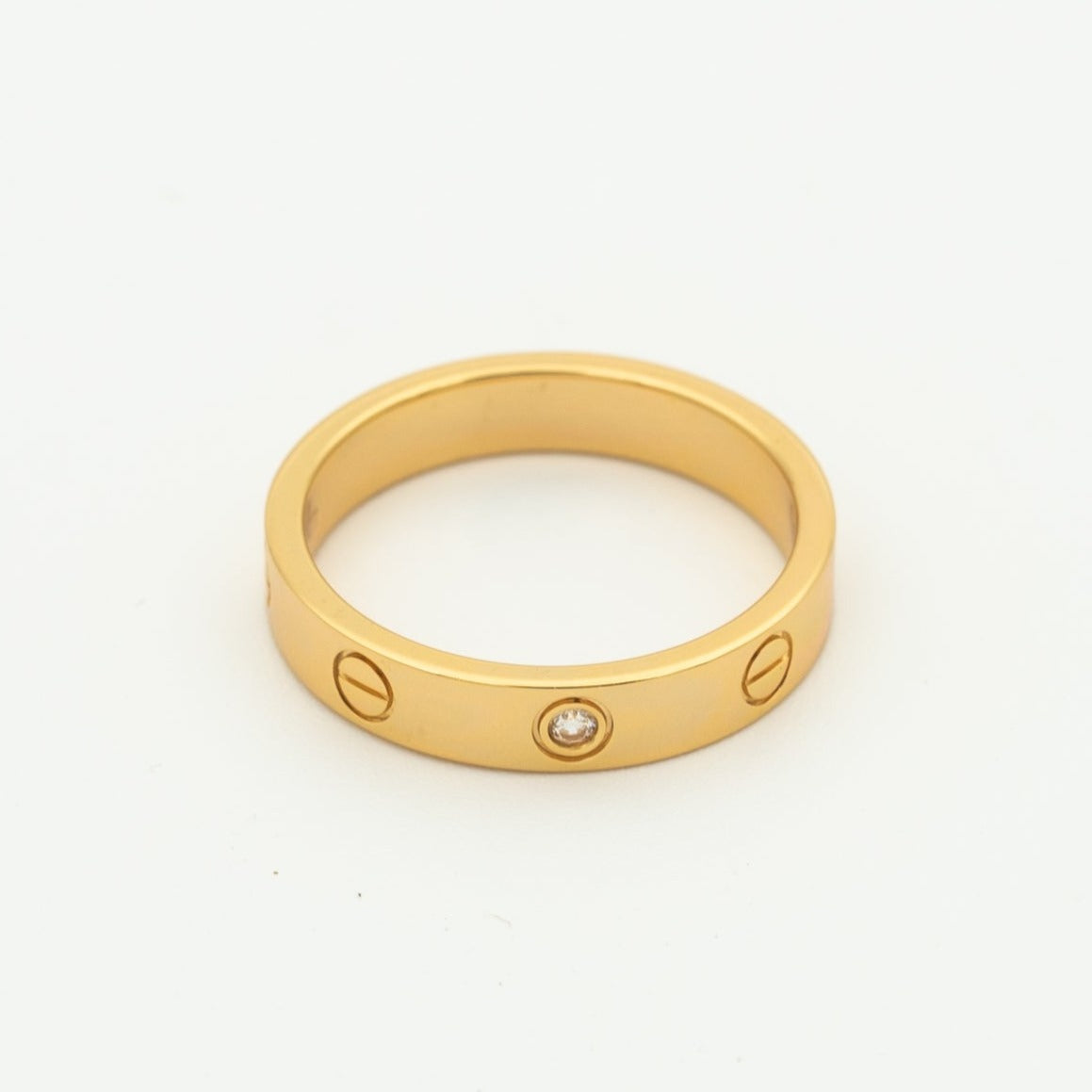 [⭐Shinejoy]LOVE RING 4MM 1 DIAMOND PINK GOLD