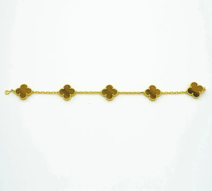 [⭐Shinejoy] CLOVER 5 MOTIFS TIGER EYE BRACELET COLLECTION