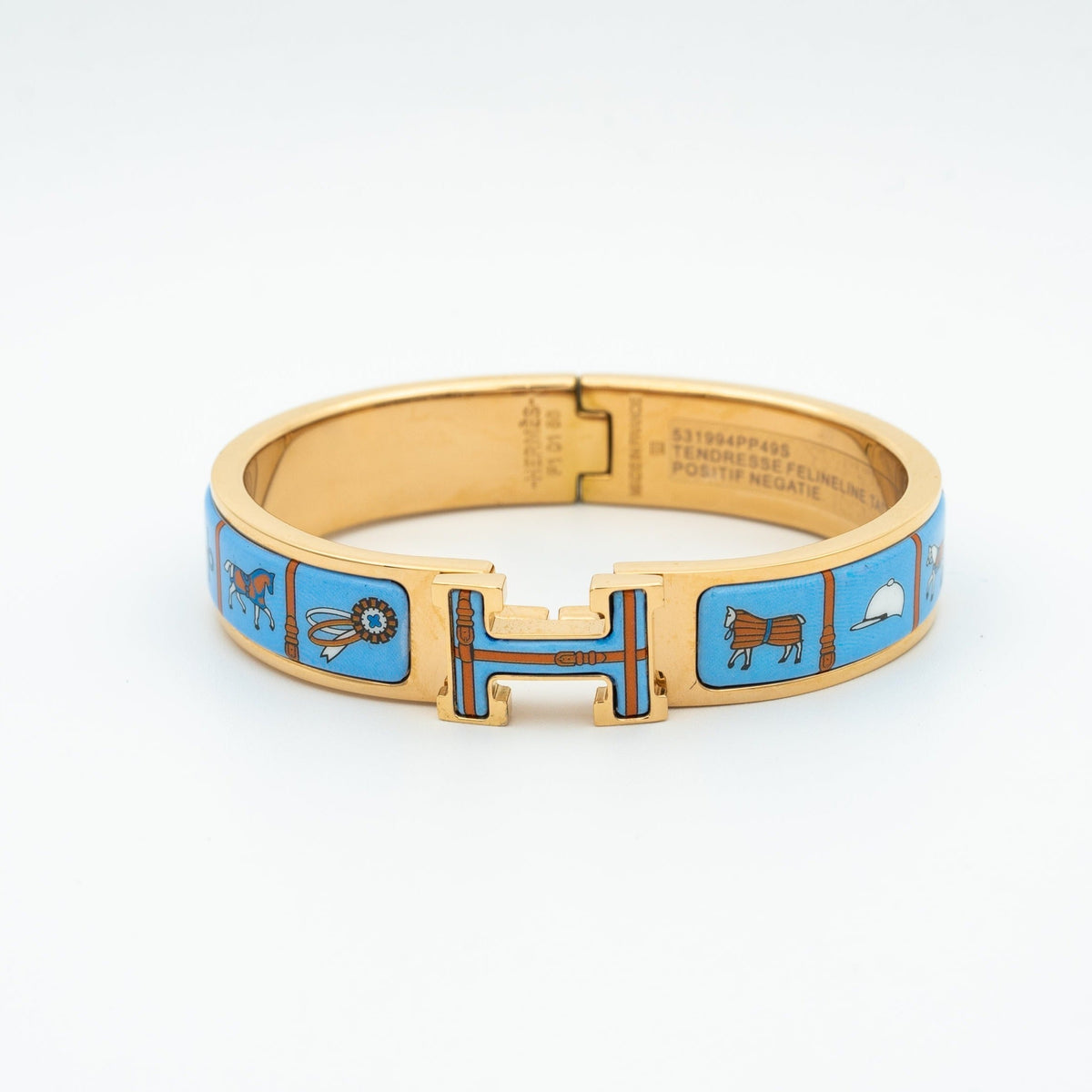 [⭐Shinejoy]H PINK GOLD BRACELET BLUE CERAMIC