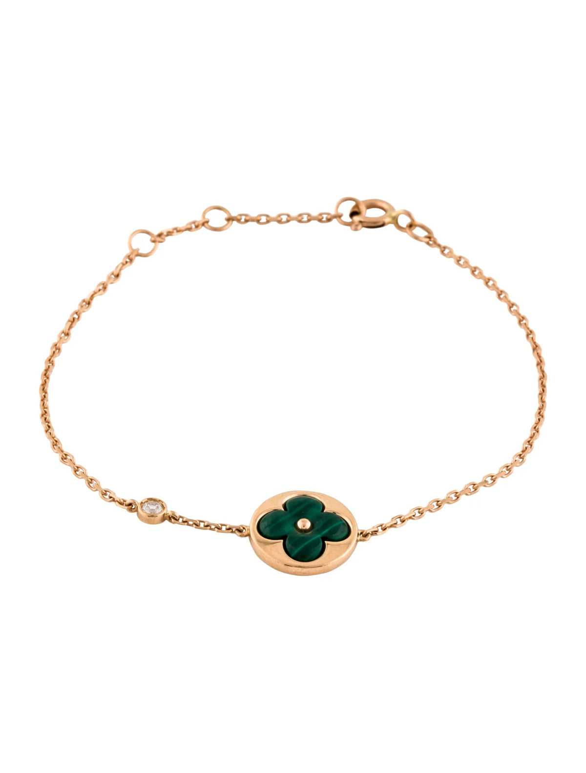 [⭐Shinejoy]SUN MALACHITE 1 DIAMOND PINK GOLD BRACELET