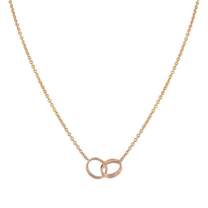 [⭐Shinejoy]LOVE NECKLACE DOUBLE RING PINK GOLD