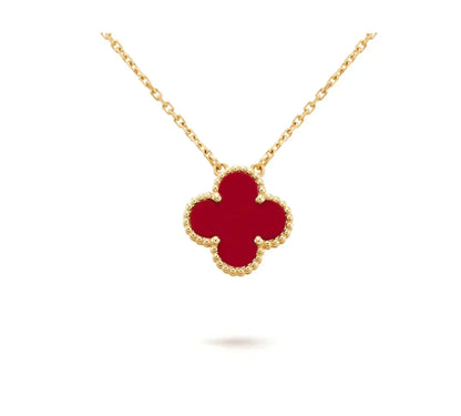 [⭐Shinejoy]CLOVER 15MM CARNELIAN SINGLE FLOWER NECKLACE