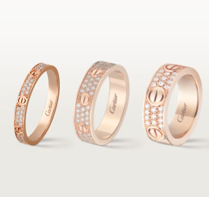 [⭐Shinejoy]LOVE RING 2.6mm-wide full-diamond ring Rose Gold