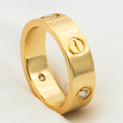 [⭐Shinejoy]LOVE RING 5.5MM 3 DIAMONDS PINK GOLD