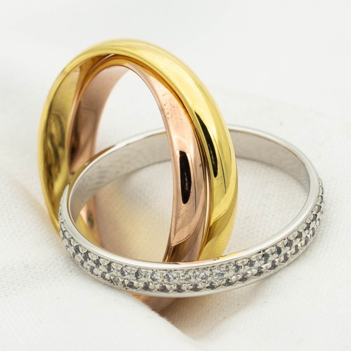 [⭐Shinejoy Jewelry]TRINITY RING GOLD PINK GOLD SILVER DIAMONDS
