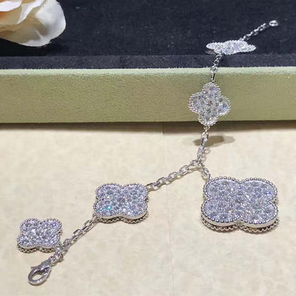 [⭐Shinejoy]CLOVER 6 MOTIFS SILVER DIAMOND BRACELET