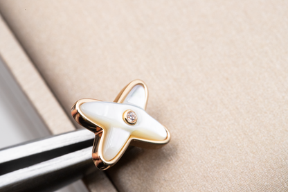 [⭐Shinejoy]JEUX DE WHITE MOP PINK GOLD DIAMOND EARRINGS