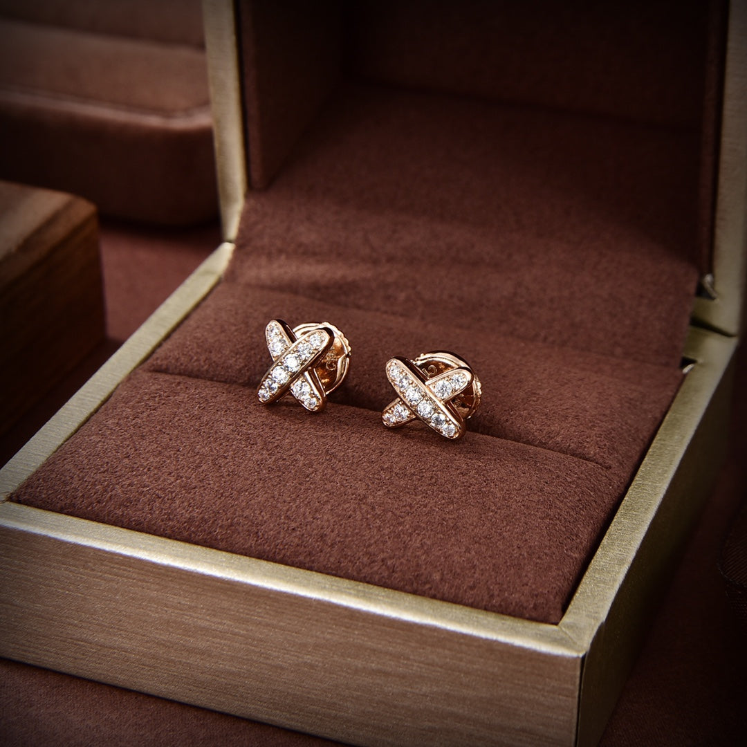 [⭐Shinejoy]JEUX DE GOLD DIAMOND EARRINGS