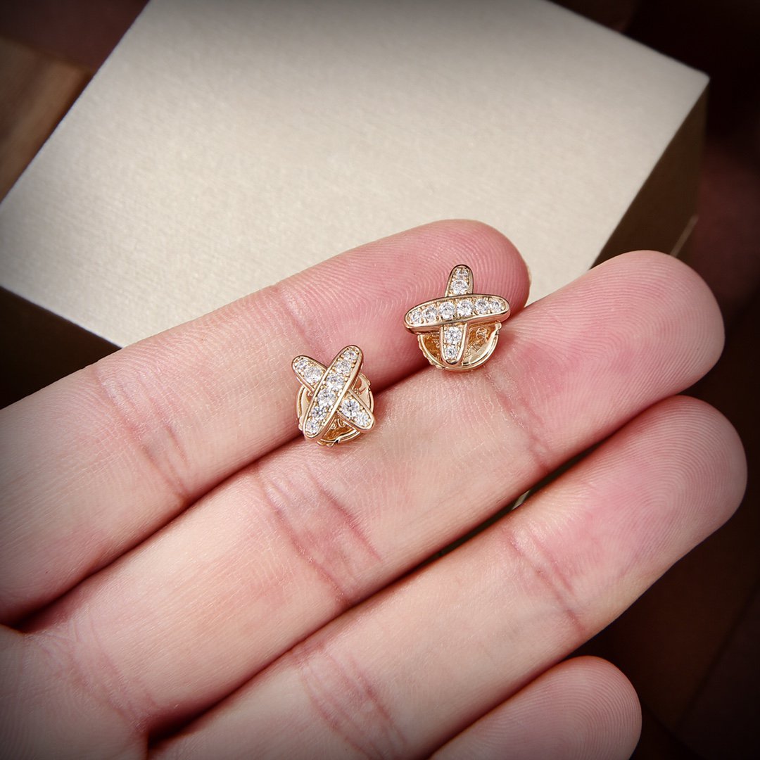 [⭐Shinejoy]JEUX DE GOLD DIAMOND EARRINGS