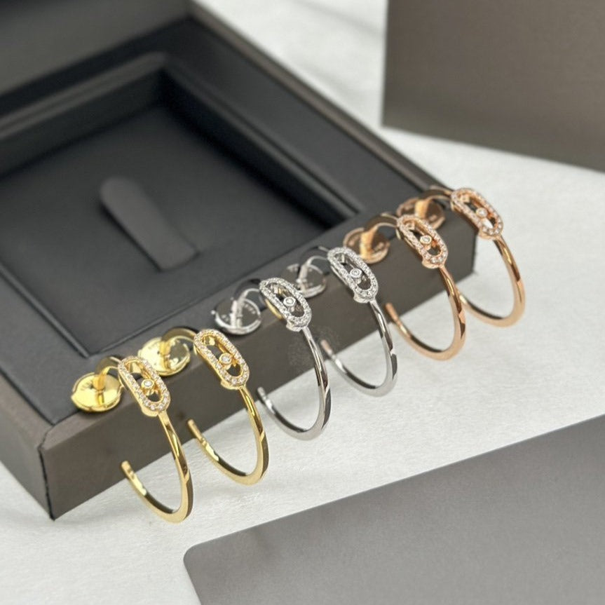 [⭐Shinejoy]CREOLES MOVE UNO PM DIAMOND EARRINGS
