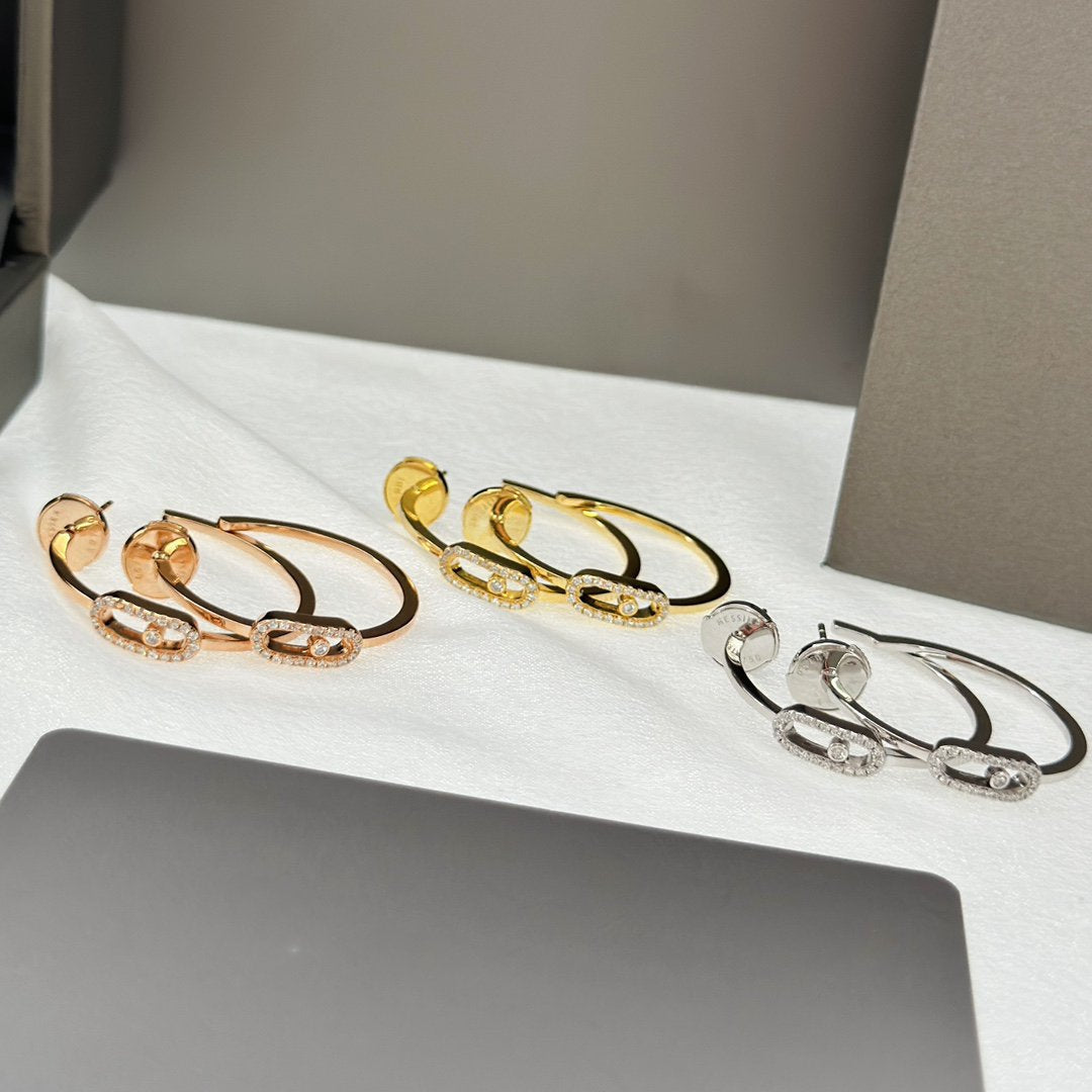[⭐Shinejoy]CREOLES MOVE UNO PM DIAMOND EARRINGS