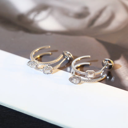 [⭐Shinejoy]CREOLES MY TWIN 2 RANGS SILVER DIAMOND EARRINGS