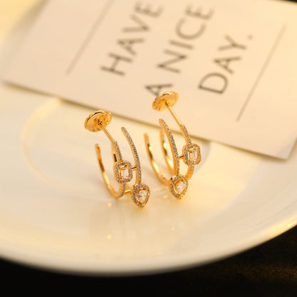 [⭐Shinejoy]CREOLES MY TWIN 2 RANGS SILVER DIAMOND EARRINGS