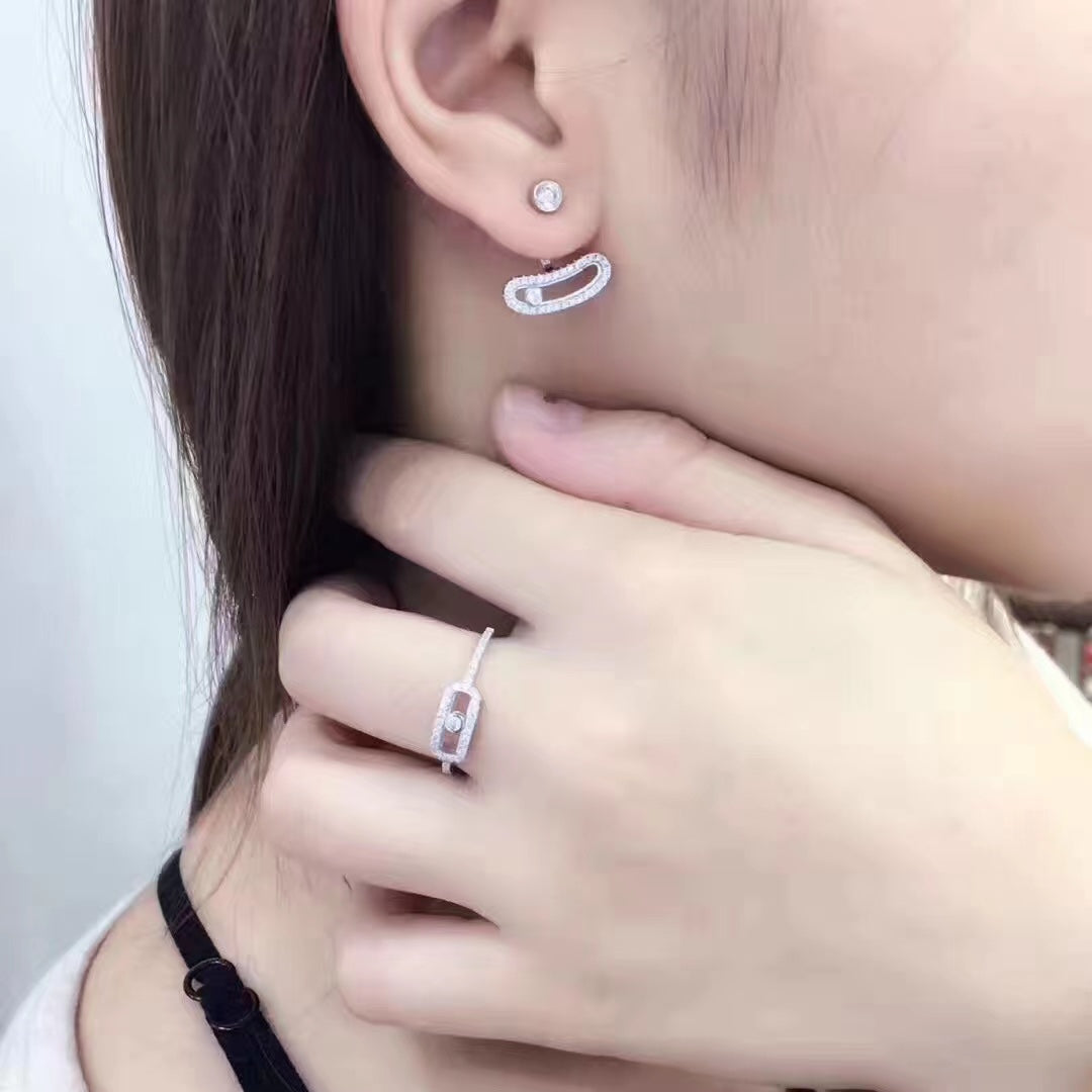[⭐Shinejoy]MOVE UNO SILVER DIAMOND EARRINGS