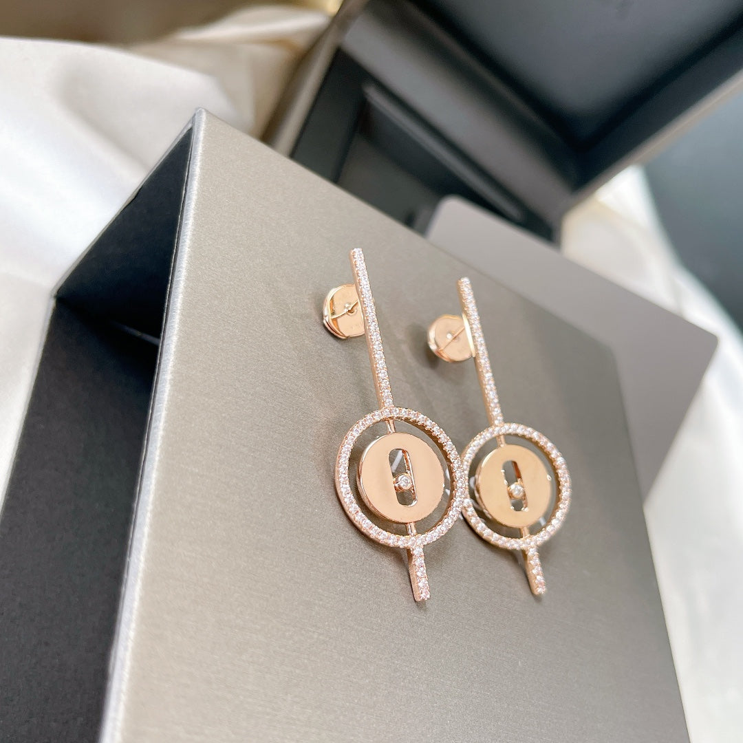 [⭐Shinejoy]Demo MOVE ARROW PINK GOLD DIAMOND EARRINGS
