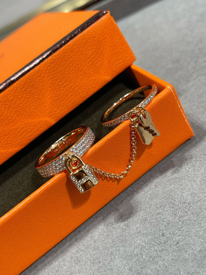 [⭐Shinejoy]HM KELLY CLOCHETTE DOUBLE RING IN  WITH DIAMONDS