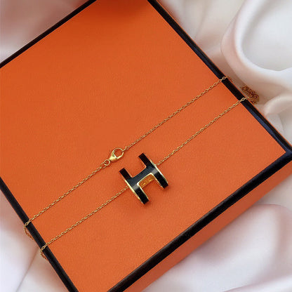[⭐Shinejoy]HM CLIC BLACK ENAMEL GOLD NECKLACE