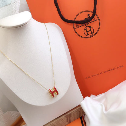[⭐Shinejoy]HM CLIC RED ENAMEL GOLD NECKLACE