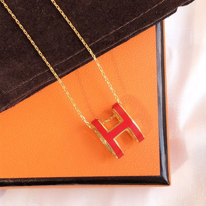 [⭐Shinejoy]HM CLIC RED ENAMEL GOLD NECKLACE