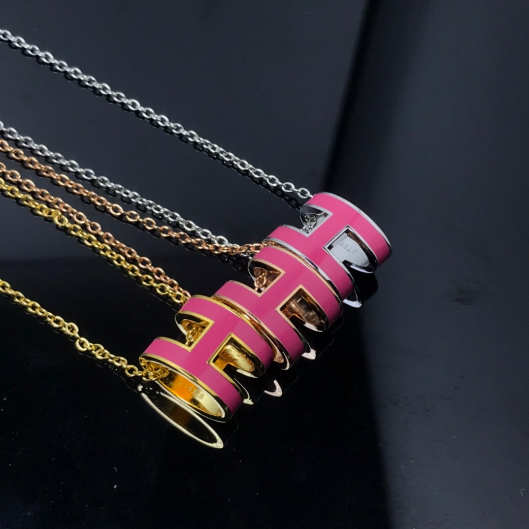 [⭐Shinejoy]H NECKLACE PINK