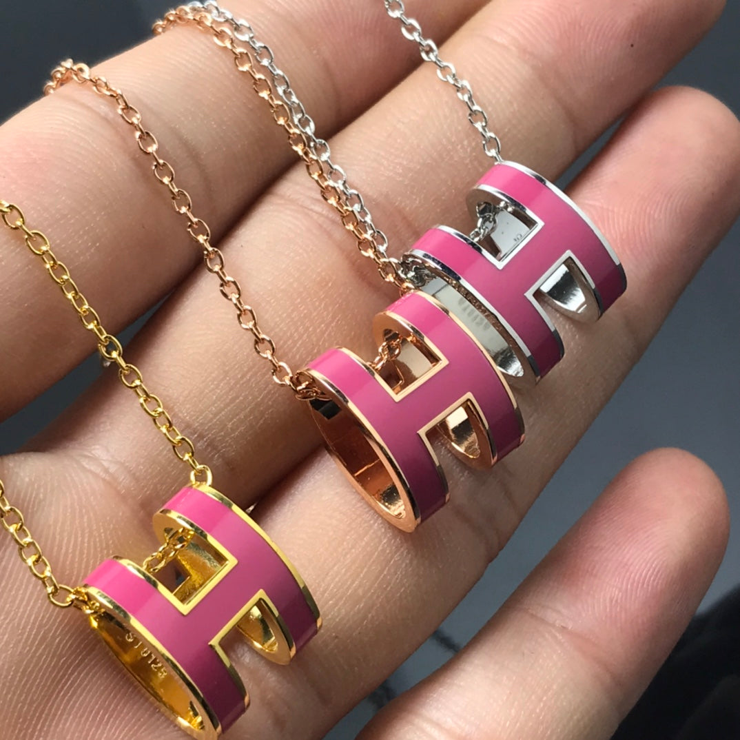 [⭐Shinejoy]H NECKLACE PINK