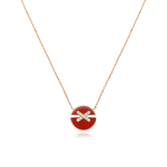 [⭐Shinejoy]JEUX DE ROSE GOLD DIAMOND NECKLACE