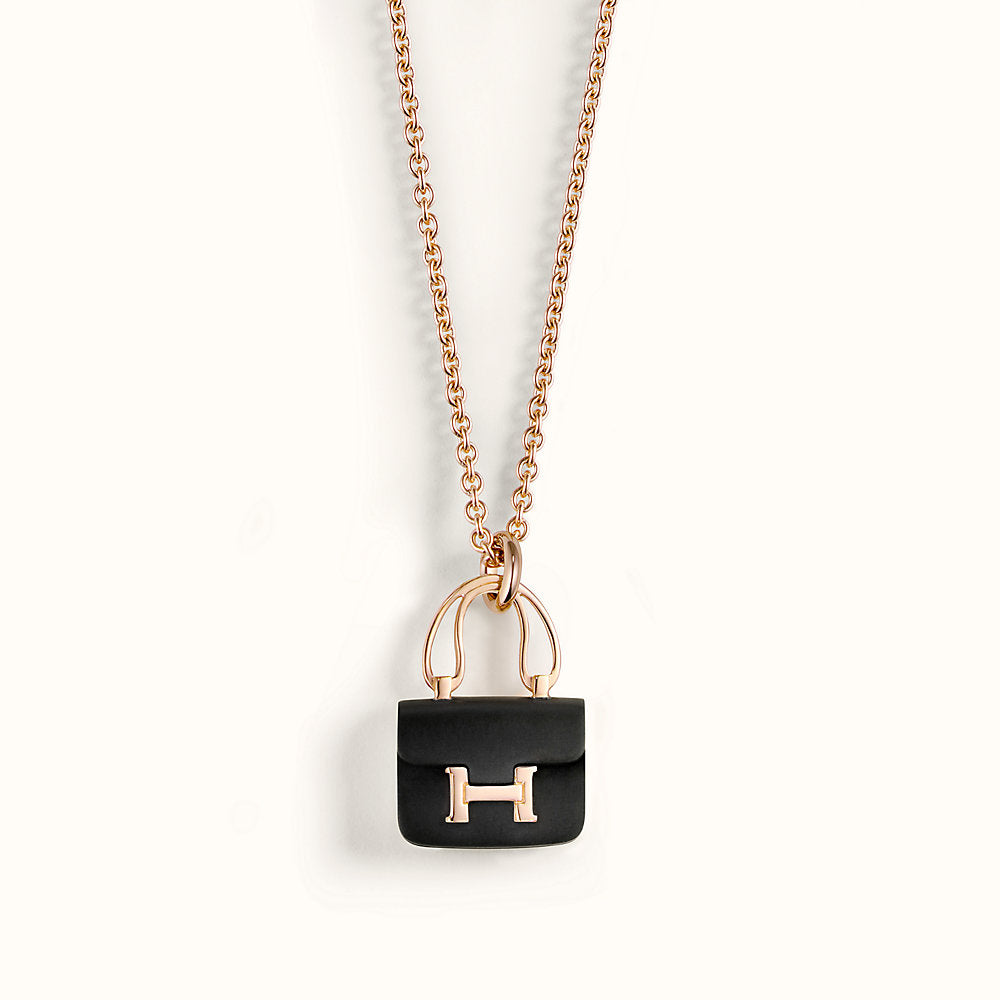 [⭐Shinejoy]CONSTANCE BLACK PEDANT PINK GOLD NECKLACE