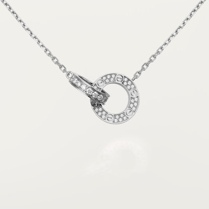 [⭐Shinejoy]LOVE 7.6MM NECKLACE ROSE GOLD AND SILVER  FULL DIAMOND